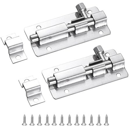 2pcs Door Lock Bolts 3(75mm), 304 Stainless Steel Door Latch Slide Bolts Lock with Screws for Bathroom Bedroom Shed Garden Toilet,3 Inch (silver)