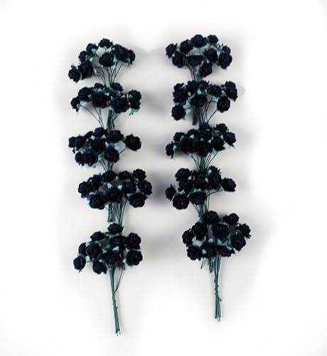 KADADSA 100 pcs Mini Mulberry Paper Roses Tiny Artificial Flowers Black Color Mulberry Paper Flower 15-18mm Flower Wedding Scrapbooking Handmade (15-18 mm)