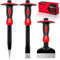 Rizom Chisel Set with Hand Protection, 3 Pcs Rock Chisel Stone Chisel, Heavy Duty Masonry Tools including 11-Inch Point and Flat, 8-Inch Brick