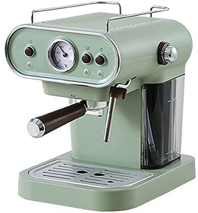 ZHJOPP Cafetera Cafetera Eléctrica Cafetera Espresso Tipo Bomba Semiautomática Retro Capuchino con Espumador De Leche De Vapor Cafetera (Light Green)