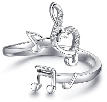 Musik Verstellbare Ring Sterling Silber Music Ringe Musik Schmuck Geschenk für Damen Frauen
