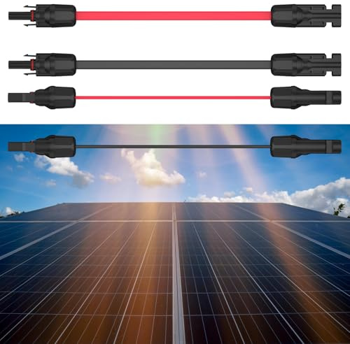 Solarkabel Fensterdurchführung 6mm² Flachkabel PV Kabel für Balkonkraftwerk 100cm, PV Solarkabel MC Fensterdurchführung Flexibel, 1 Paar