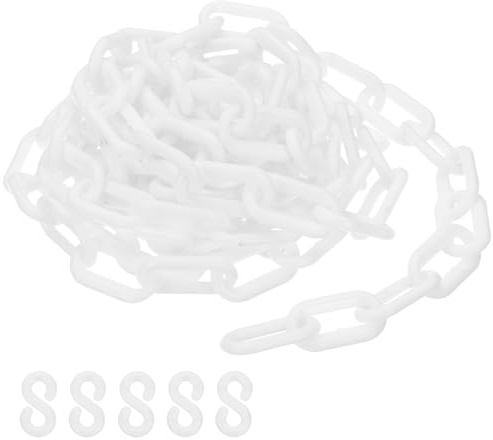 PATIKIL Weiße Kunststoffkette, 10 ft 6mm Absperrkette Sicherheitsbarriere für Warnsicherheit Parkplatz, Personenkontrolle Zaun Tor Konzert Baustelle Absperrung Von Flächen