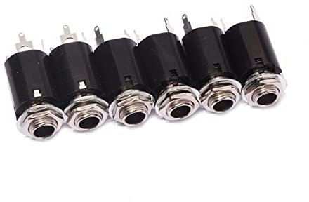 Levemolo 6 PCS Set Threaded Cylinder Endpin Jack 1/4 Inch for Bass Guitar Output Input Guitar Mono and Stereo Jack Socket Plug for Electric Guitar