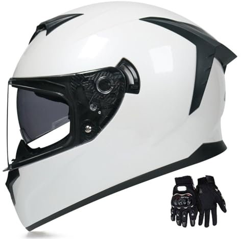 Integralhelm mit Sonnenblende Motorrad Helm Vollvisierhelm Mopedhelm DOT für Damen & Herren(#D4,L(57-58CM))