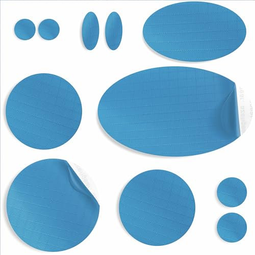 aZengear Reparatur-Patches aus Nylon Selbstklebend | Wasserdichte Patches für Daunenjacken, Zelt, Tasche, Kleidung, Löcher reparieren (11 Stück, Himmelblau)