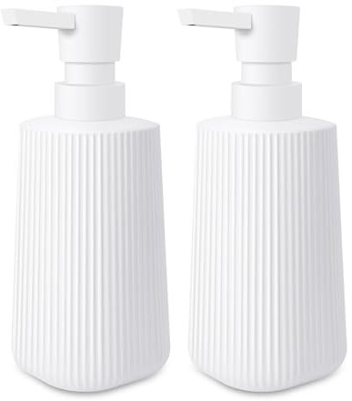 Mamiddle Moderne Seifenspender Set Glas Spülmittelspender Weiß 250ml Seifenspender Bad für Badezimmer, Arbeitsplatte, Küche, Soap Dispenser mit Pumpspender (Weiß 2 Stück)