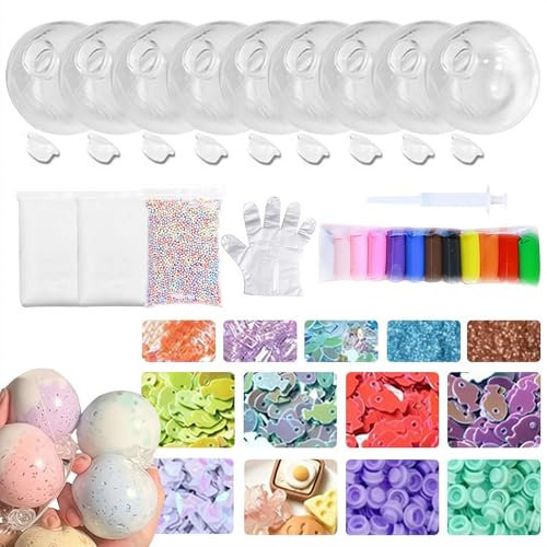 Milky Blank Skins Leere Stress Ball DIY Kit, Squishies Maker, Blank Pressure Ball Skin DIY Kit, Vakuum Squishies Stressball DIY Kits mit Leerer Haut Base, Expander Tool für DIY Stressbälle