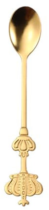 Crown Spoon Creative Golden Stainless Steel Double Crown Coffee Spoon for Cake Tea Ice Cream Durable Elegant Design Luxury Gold Color 151x25mm 30g