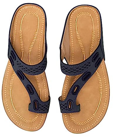Patschen Sandales romaines pour femme - Tongs d'été - Sandales compensées - Chaussures à talons - Mocassins pieds nus - Sandales orthopédiques - Confortables et légères - Pieds larges, bleu, 39 EU
