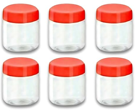 QUANTA 100ml Clear Plastic Jars (3.4oz) – Pack of 6 Medium Airtight Storage Pots | BPA-Free Spice Jars, Cosmetic Cream Containers & Craft Storage – Stackable, Reusable