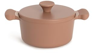 CREATE/POT STUDIO/Casserole en aluminium Ø20 cm avec revêtement céramique moka/Antiadhésive, design rétro, compatible avec tous types de cuisinières, résistante et durable, sans PFOA
