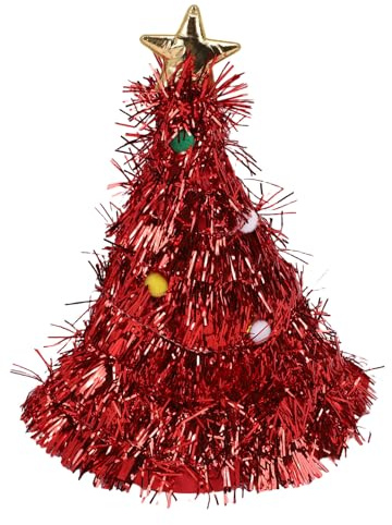 UPALDHOU Sombrero de árbol de Navidad, Gorro de árbol de Navidad Llamativo Divertido de Fieltro de PVC Rojo para Disfraz de Fiesta Navideña