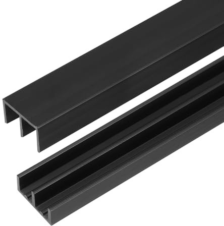 sourcing map Plastic Sliding Door Track, 4.27Ft Sliding Glass Cabinet Window Track Hardware Set for 1/4 Thick Panels, for Small Bypassing Closet Door, Black