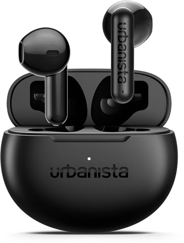 Urbanista Auricolari True Wireless, Bluetooth 6.0, connessione multipunto, batteria 25 ore, microfoni con cancellazione del rumore, comandi touch, resistenti all'acqua, cuffie intrauricolari compatte