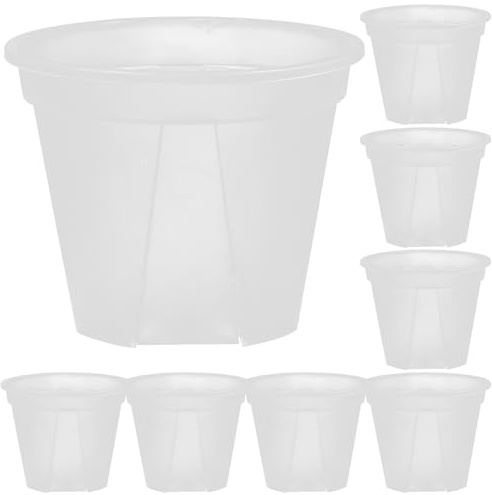KOCKSHION 10 Pièces Pot de Pépinière Transparent Rond en Plastique Blanc