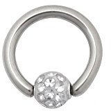 Karisma BCR Intim Lippen Piercing Titan G23 Klemmkugel Mit Kristall Elements 3mm Beschichtet- Weiss CJCR05D3/1,2x6mm