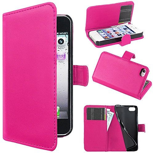 ebestStar - Coque Compatible avec iPhone 4, 4S Apple Etui PU Cuir Housse Portefeuille Porte-Cartes Support Stand, Rose [Appareil: 115.2 x 58.6 x 9.3mm, 3.5'']