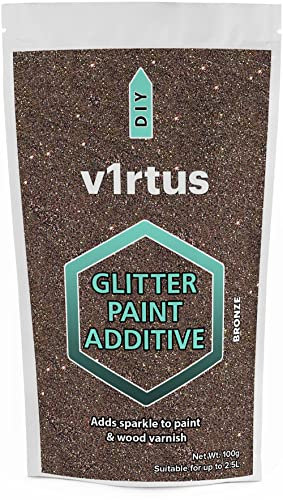 v1rtus Bronze Glitter Peinture Cristal additif 100 g / 3,5 oz pour l'émulsion peinture - Pour une utilisation avec intérieur / extérieur Mur, Plafond, bois, métal, vernis, plat mort, Matt, Soft Sheen