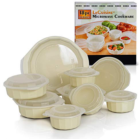 LaCuisine KTMW18 - Juego de utensilios de cocina para microondas, 18 piezas, color blanco