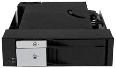 StarTech.com Dual Bay 5.25 Trayless Hot Swap Mobile Rack Backplane for 2.5 and 3.5 SATA/SAS HDD or SSD with Fan (HSB2535SATBK)