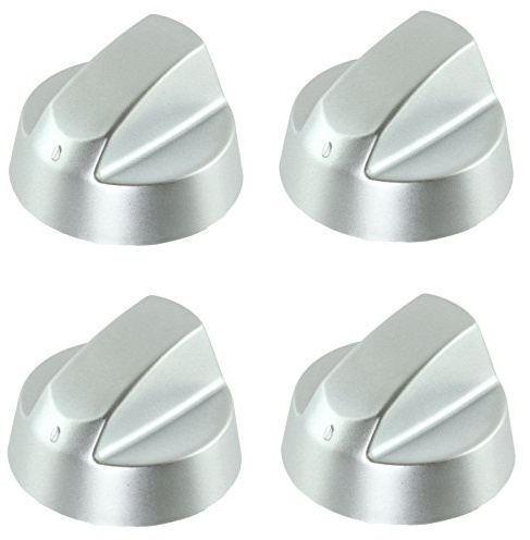Spares2go Control Knobs/Dials for Candy Oven Cooker & Hob (Pack of 4 + Adaptors, Silver)
