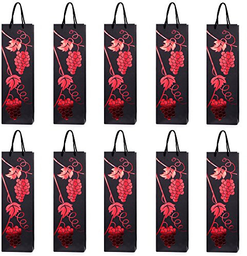 10 Flaschentüten Geschenktüten für Wein Prosecco und Champagner 40 x 12 x 9 cm Weinreben Rotwein