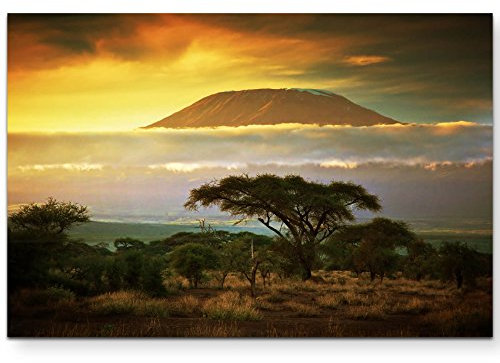 Paul Sinus Art Leinwandbilder | Bilder Leinwand 120x80cm Landschaft Kilimanjaro in Afrika