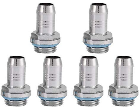 Bewinner Barb Anschlüsse 6 PCS PC Wasserkühlung 2 Touch Anschluss G1 / 4 Gewindestutzen Anschluss für Rohr, Edelstahl(6mm)