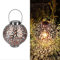Navaris Metall LED Solarlaterne außen - mit Tragegriff - 21cm - cooler Schatteneffekt - Orientalische Garten Solar Laterne - Gartendeko Lampe Silber