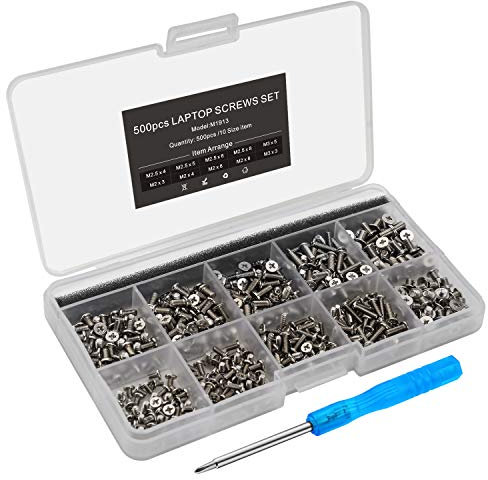Mcsher 500pcs Laptop Notebook Schrauben Set Kit für IBM HP Dell Lenovo Samsung Sony Toshiba Acer Gateway mit Schraubendreher - Silber