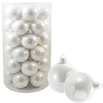 irpot Palline di Natale Sfere Decorative in Vetro Dimensioni e Colore a Scelta. (10 cm N16048, Bianco)