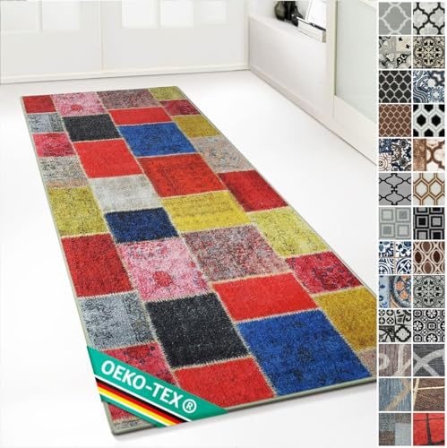 Floordirekt Teppich-Läufer auf Maß Monsano - Moderner Wohnteppich für Flur, Küche, Schlafzimmer - Meterware - rutschfest, robust & pflegeleicht (Mehrfarbig, 80 x 200 cm)