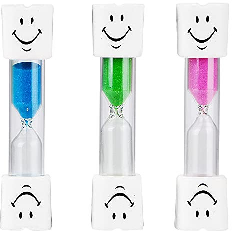 ZKSM Temporizador de cepillado de 3 minutos de reloj de arena dental para niños, temporizador de arena de cepillado de dientes (3 piezas)