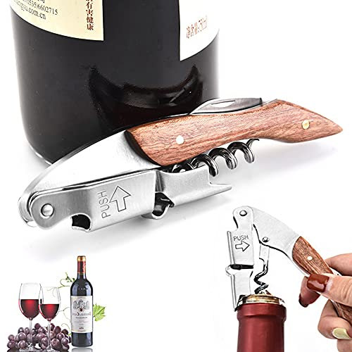 XYDZ Kellnermesser Profi Korkenzieher All-in-One Premium Deluxe Corkscrew für Weinflaschen Holz Kellnermesser Flaschenöffner Weinöffner aus Edelstahl Holzzum Sommeliers Kellner und Barkeeper