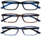 OPULIZE See-Lesebrille Blaulichtfilter 3er Pack Schmal Rahmen Federscharniere Verbessern Den Schlaf Computer Gaming Entspiegelt Schwarz Braun Transparenter Blau Herren Damen BBB9-123 +1.50