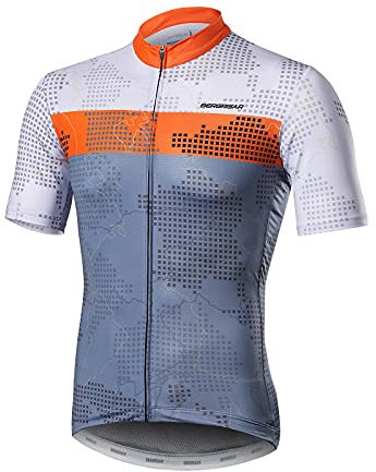 BERGRISAR Kurzarm Fahrradtrikot Herren Radtrikot mit Reißverschluss Taschen Trikots für MTB Mountainbike, Orange, Klein