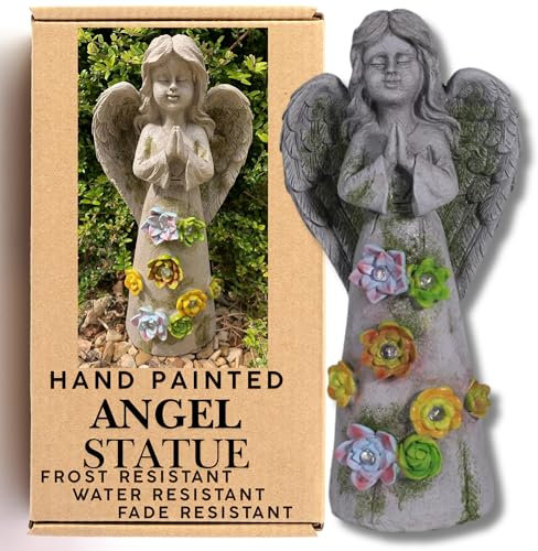 G&H Decor – 31cm Angel Solar Lights Outdoor Garden Ornament - Amazingly Detailed Angel Garden Statue for Patio Balcony Lawn Patio Outside - Hand Painted Holy Achangel Statues Ornaments Figurines