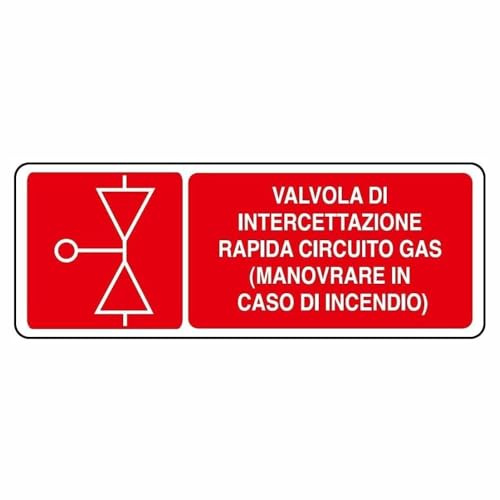 Social Crazy - SEGNALETICA UNI - Valvola intercettazione gas - Segnale industriale paesaggio rosso, 20x31 cm, Alluminio