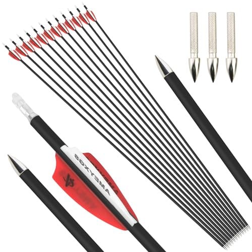 surwolf 32 Zoll Bogenschießen Carbonpfeile ID 4,2 mm Jagdpfeile 1000 Spine für Bogenschießen Compound & Recurve & Traditional Bow 12&24St (roter Pfeile, 12)