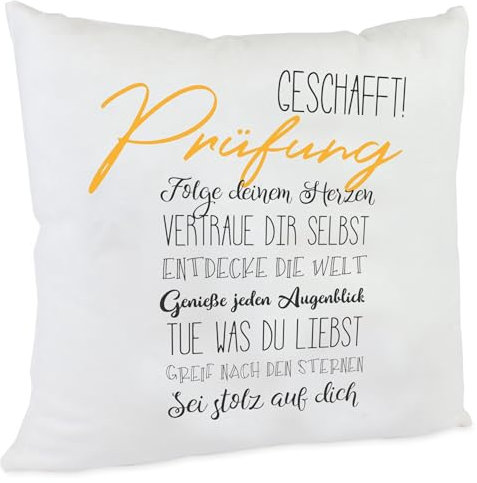 Kilala Geschenk zur bestandenen Prüfung Kissen, Motivationskissen mit Sprüchen, Dekokissen 40x40 cm, Reisebegleiter, Kuschelkissen für Auto & Zuhause