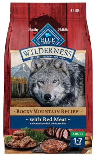 Blue Buffalo Wilderness Rocky Mountain Recipe High-Protein Adult Dry Dog Food Wholesome Red Meat, 4.5 lb Bag