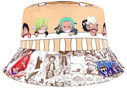 Roffatide Anime One Piece Luffy Bucket Hat for Boys Girls Roronoa Zoro Cotton Print Fishing Hat Foldable Sun Hat