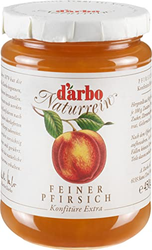 Food-United KONFITÜRE EXTRA Pfirsich 6x 450g Glas von DARBO Naturrein peach jam Pfirsichkonfitüre passend für Kuchen Torten Plätzchen Glasuren Frühstück Gebäck Füllungen (6)