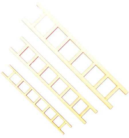 misppro Kuchendekoration mit 7 Sprossen, Holzleiter, Shabby-Chic-Stil, Feen-Puppenhaus-Handwerk, 3 Stück