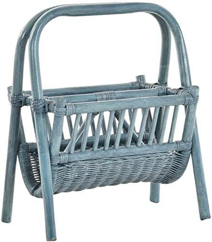 Krines Home Rattan Zeitungsständer Magazinsammler (Typ1 Blau)