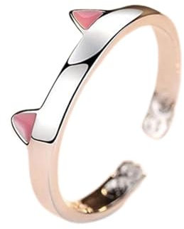 Wendalern Bague Chat Pour Filles Femmes Bague Ouverte Réglable En Forme De Chaton Bague De Doigt Oreilles De Chat Rose Bague Chaton Cadeau Bijoux Pour Les Amoureux Des Chats