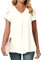 Bestbee Ladies Summer Tops, V Neck Petal Short Sleeve Shirts Dressy Chiffon Tunic Tops Casual T-Shirts Cute Blouses for Women, White, L