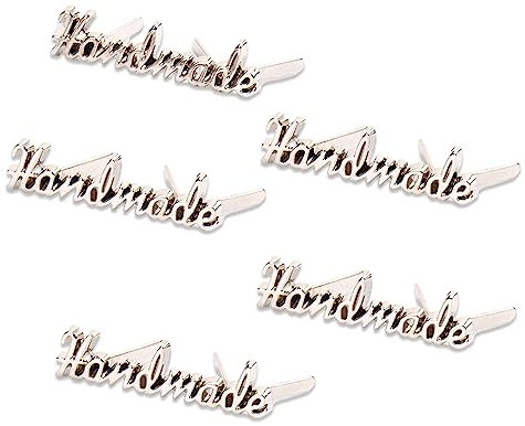 Joyzol Handgefertigte Metall-Etiketten, 5 Stück, handgefertigte bedruckte Etiketten für Schmuckherstellung, Basteln, Nähen, Kleidung, Taschen, Dekoration (Nickel)