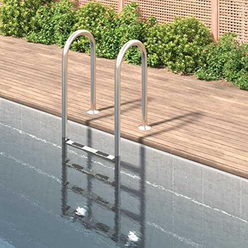 Tidyard Escalera para Piscina de 4 Peldaños,Escalera de Seguridad,Escalerilla para Piscina Pool Escalera,Antideslizante,Adecuada para Piscinas,Spas, Acero Inoxidable 54 x 38 x 184.5 cm (Recto 2#)